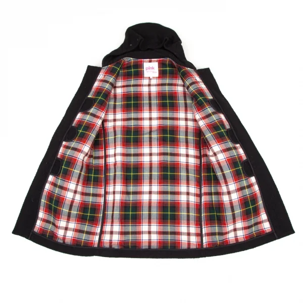 ジュンヤワタナベマンピンク コムデギャルソンJUNYA WATANABE MAN PINK COMME des GARCONSウール裏チェックダッフルコート 黒M K-108481_013