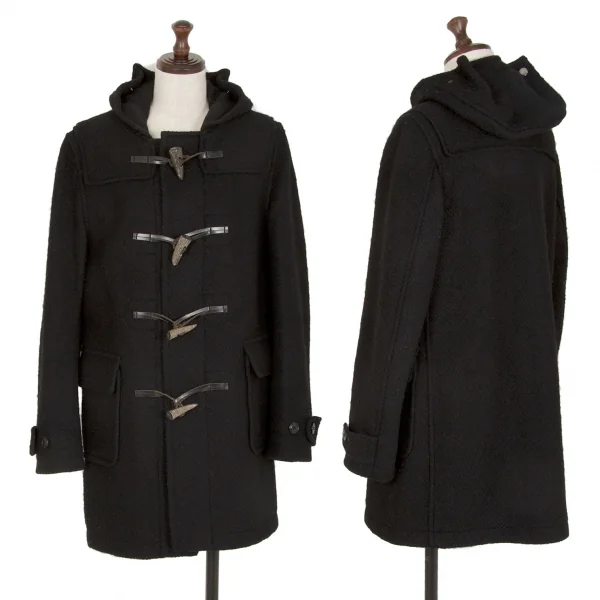 ジュンヤワタナベマンピンク コムデギャルソンJUNYA WATANABE MAN PINK COMME des GARCONSウール裏チェックダッフルコート 黒M K-108481_002