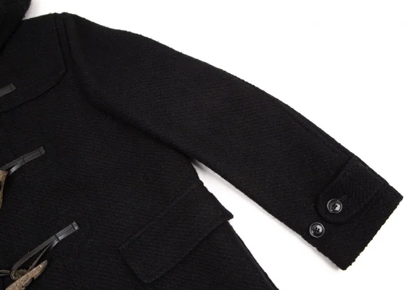 ジュンヤワタナベマンピンク コムデギャルソンJUNYA WATANABE MAN PINK COMME des GARCONSウール裏チェックダッフルコート 黒M K-108481_008