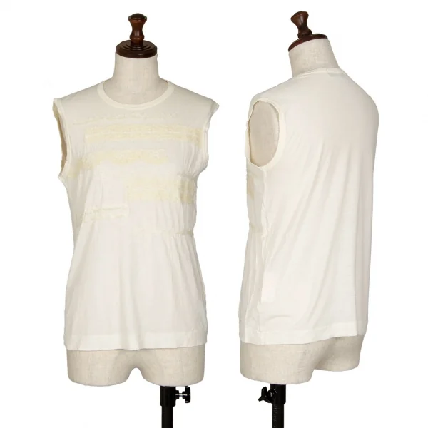 トリココムデギャルソンtricot COMME des GARCONS コットンフェルト刺繍タンクトップ 生成りM位 K-108484_001