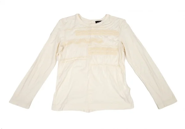 トリココムデギャルソンtricot COMME des GARCONS コットンフェルト刺繍バックボタン留めカットソー 生成りM位 K-108485_002