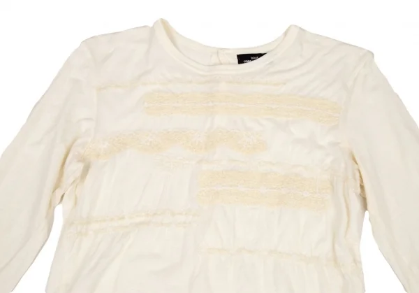 トリココムデギャルソンtricot COMME des GARCONS コットンフェルト刺繍バックボタン留めカットソー 生成りM位 K-108485_003