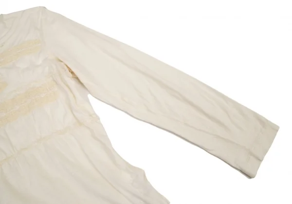 トリココムデギャルソンtricot COMME des GARCONS コットンフェルト刺繍バックボタン留めカットソー 生成りM位 K-108485_006