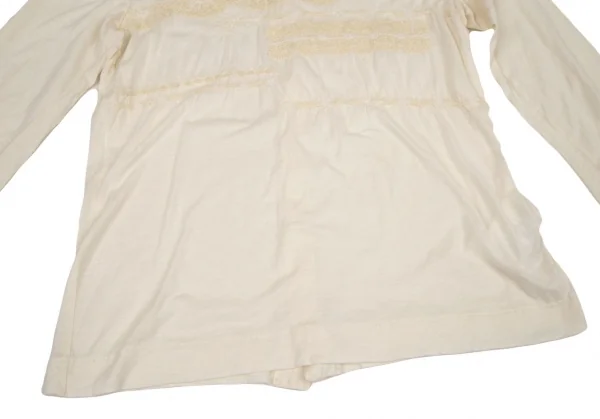 トリココムデギャルソンtricot COMME des GARCONS コットンフェルト刺繍バックボタン留めカットソー 生成りM位 K-108485_008
