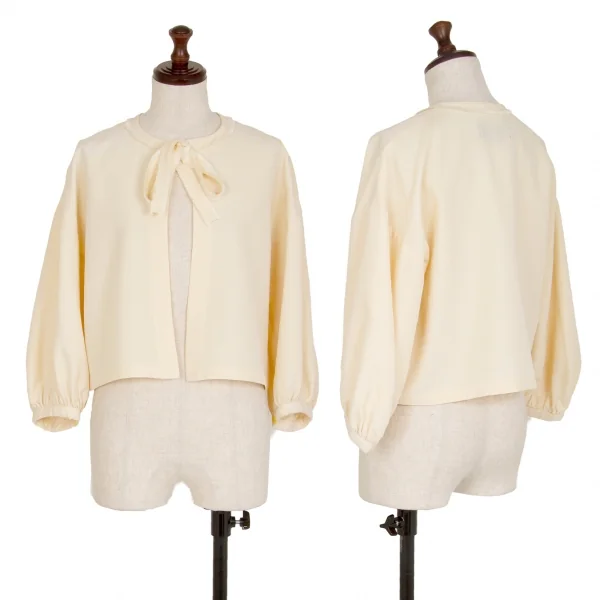 トリココムデギャルソンtricot COMME des GARCONS モヘヤ混シルクウールリボンカーディガン ベージュS K-108489_001