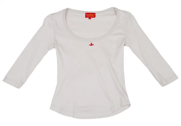 ヴィヴィアンウエストウッド レッドレーベルVivienne Westwood Red Label コットンオーブワンポイント刺繍7分袖カットソー ライトグレー1 K-108491_002