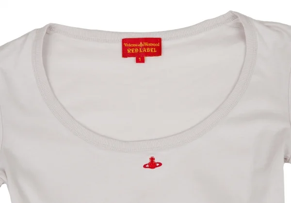 ヴィヴィアンウエストウッド レッドレーベルVivienne Westwood Red Label コットンオーブワンポイント刺繍7分袖カットソー ライトグレー1 K-108491_003