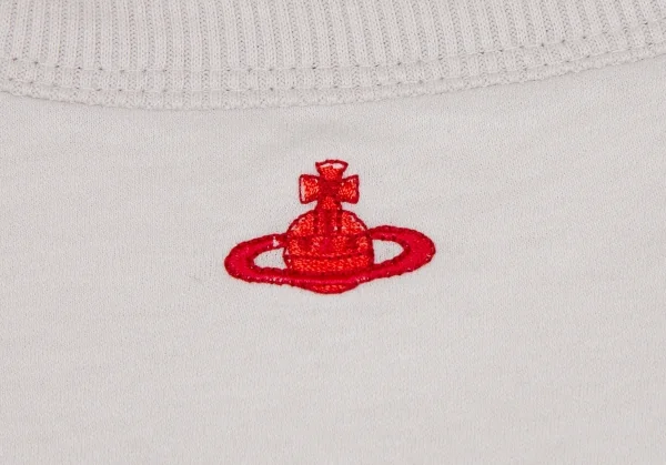 ヴィヴィアンウエストウッド レッドレーベルVivienne Westwood Red Label コットンオーブワンポイント刺繍7分袖カットソー ライトグレー1 K-108491_004