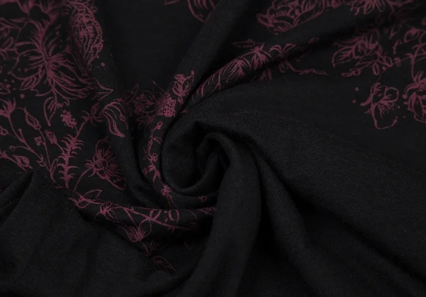 ヴィヴィアンウエストウッド レッドレーベルVivienne Westwood Red Label コットンレーヨンオーブ花柄プリントTシャツ 黒紫1 K-108492_011