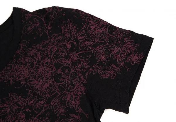 ヴィヴィアンウエストウッド レッドレーベルVivienne Westwood Red Label コットンレーヨンオーブ花柄プリントTシャツ 黒紫1 K-108492_005