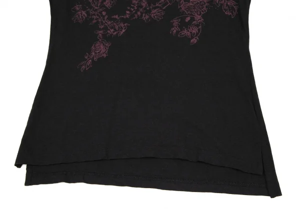 ヴィヴィアンウエストウッド レッドレーベルVivienne Westwood Red Label コットンレーヨンオーブ花柄プリントTシャツ 黒紫1 K-108492_006