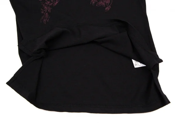 ヴィヴィアンウエストウッド レッドレーベルVivienne Westwood Red Label コットンレーヨンオーブ花柄プリントTシャツ 黒紫1 K-108492_008