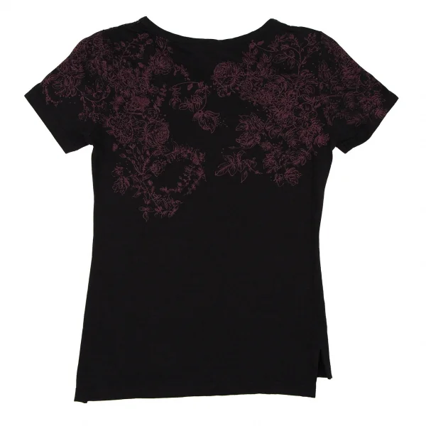 ヴィヴィアンウエストウッド レッドレーベルVivienne Westwood Red Label コットンレーヨンオーブ花柄プリントTシャツ 黒紫1 K-108492_009