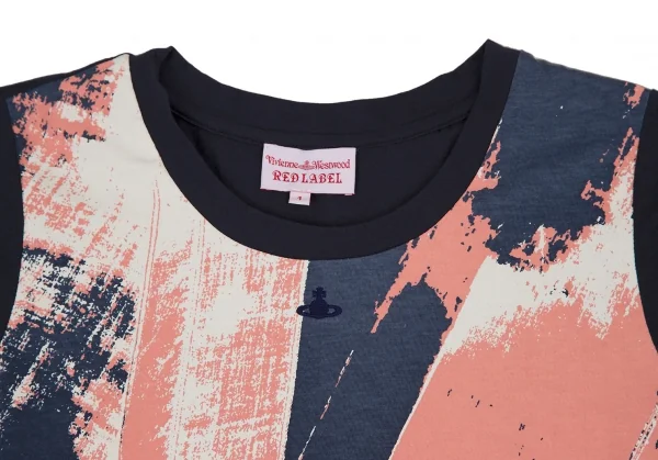 ヴィヴィアンウエストウッド レッドレーベルVivienne Westwood Red Label コットンオーブワンポイント刺繍グラフィックTシャツ 紺白ピンク1 K-108493_002