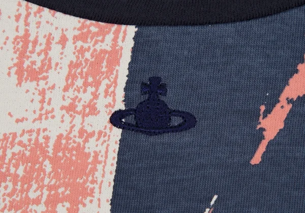 ヴィヴィアンウエストウッド レッドレーベルVivienne Westwood Red Label コットンオーブワンポイント刺繍グラフィックTシャツ 紺白ピンク1 K-108493_003