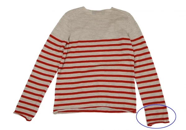 コムデギャルソン オムプリュスCOMME des GARCONS HOMME PLUS ウールレタリングボーダーニット グレージュ赤M K-108498_010