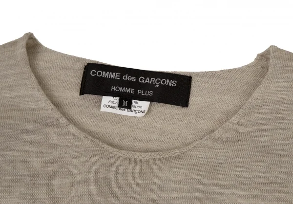 コムデギャルソン オムプリュスCOMME des GARCONS HOMME PLUS ウールレタリングボーダーニット グレージュ赤M K-108498_003