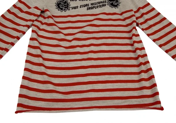 コムデギャルソン オムプリュスCOMME des GARCONS HOMME PLUS ウールレタリングボーダーニット グレージュ赤M K-108498_007