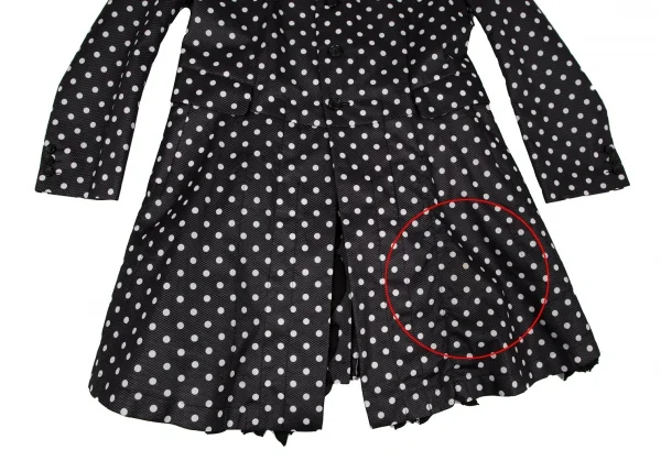 コムデギャルソンCOMME des GARCONSドット裏フリル装飾不織布ロングジャケット 黒白M K-108503_010