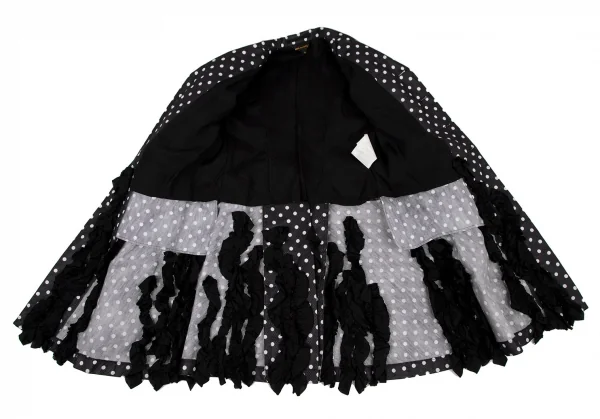 コムデギャルソンCOMME des GARCONSドット裏フリル装飾不織布ロングジャケット 黒白M K-108503_013
