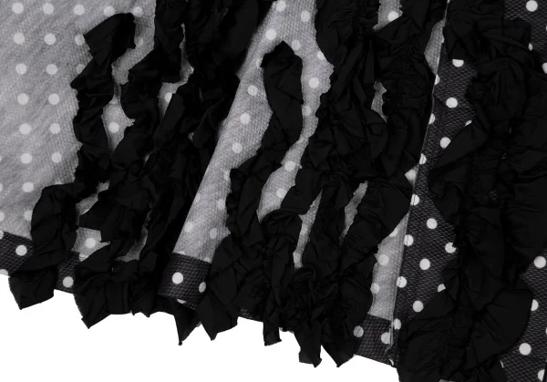 コムデギャルソンCOMME des GARCONSドット裏フリル装飾不織布ロングジャケット 黒白M K-108503_014