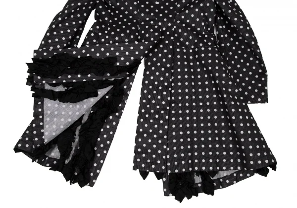 コムデギャルソンCOMME des GARCONSドット裏フリル装飾不織布ロングジャケット 黒白M K-108503_016