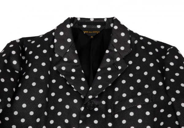 コムデギャルソンCOMME des GARCONSドット裏フリル装飾不織布ロングジャケット 黒白M K-108503_003
