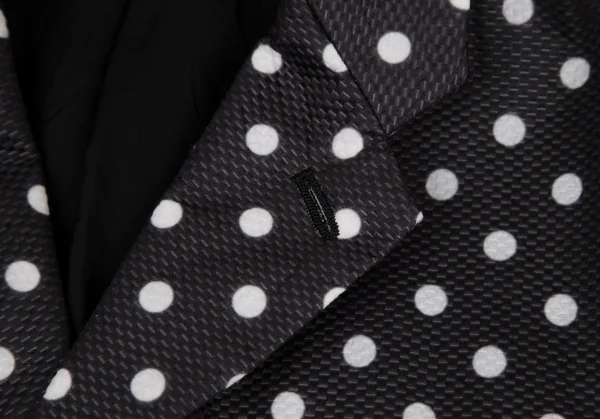 コムデギャルソンCOMME des GARCONSドット裏フリル装飾不織布ロングジャケット 黒白M K-108503_004