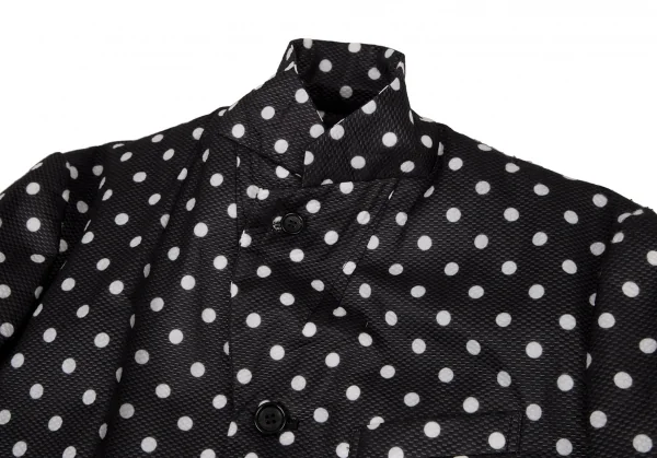 コムデギャルソンCOMME des GARCONSドット裏フリル装飾不織布ロングジャケット 黒白M K-108503_005