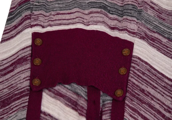 ヴィヴィアンウエストウッド レッドレーベルVivienne Westwood Red Label レーヨンリネンボーダー前下がりロングニットカーディガン ワイングレージュ2 K-108507_010