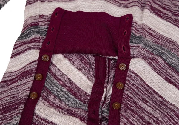 ヴィヴィアンウエストウッド レッドレーベルVivienne Westwood Red Label レーヨンリネンボーダー前下がりロングニットカーディガン ワイングレージュ2 K-108507_011