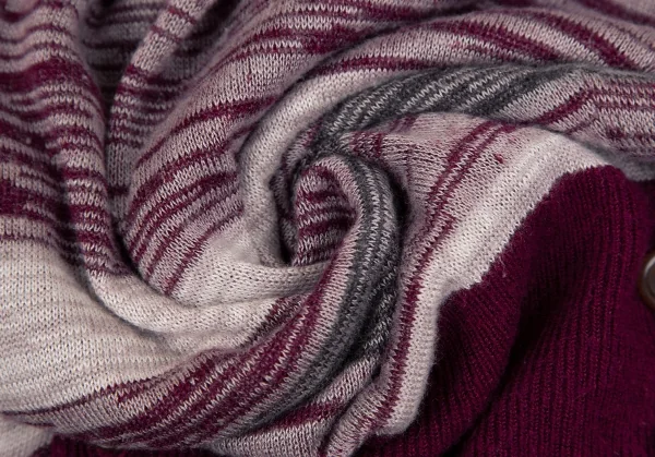 ヴィヴィアンウエストウッド レッドレーベルVivienne Westwood Red Label レーヨンリネンボーダー前下がりロングニットカーディガン ワイングレージュ2 K-108507_012