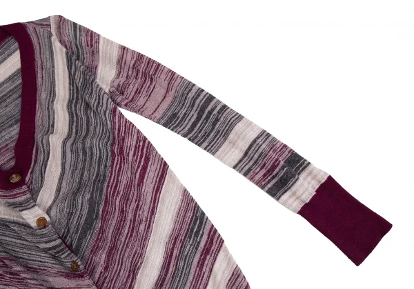 ヴィヴィアンウエストウッド レッドレーベルVivienne Westwood Red Label レーヨンリネンボーダー前下がりロングニットカーディガン ワイングレージュ2 K-108507_005