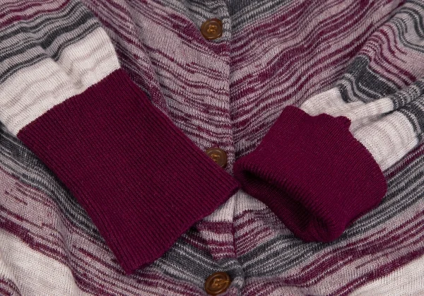 ヴィヴィアンウエストウッド レッドレーベルVivienne Westwood Red Label レーヨンリネンボーダー前下がりロングニットカーディガン ワイングレージュ2 K-108507_006