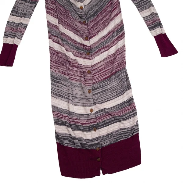 ヴィヴィアンウエストウッド レッドレーベルVivienne Westwood Red Label レーヨンリネンボーダー前下がりロングニットカーディガン ワイングレージュ2 K-108507_007