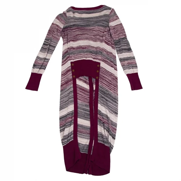 ヴィヴィアンウエストウッド レッドレーベルVivienne Westwood Red Label レーヨンリネンボーダー前下がりロングニットカーディガン ワイングレージュ2 K-108507_009