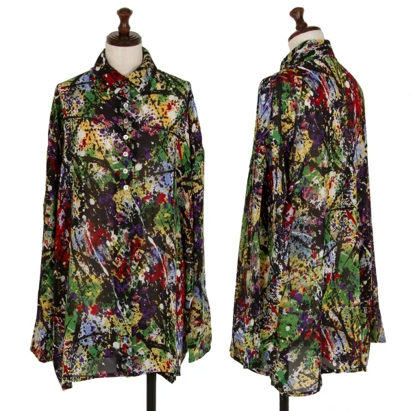 ドルチェ&ガッバーナDOLCE&GABBANA ポリスプラッシュプリントシャツ 黒マルチ40 K-108517_001