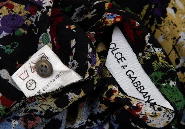 ドルチェ&ガッバーナDOLCE&GABBANA ポリスプラッシュプリントシャツ 黒マルチ40 K-108517_014