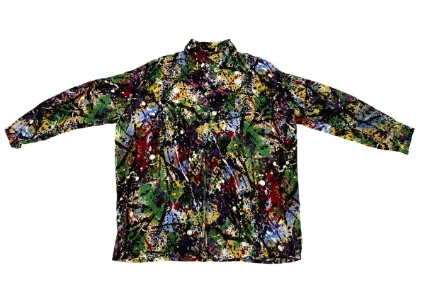 ドルチェ&ガッバーナDOLCE&GABBANA ポリスプラッシュプリントシャツ 黒マルチ40 K-108517_002
