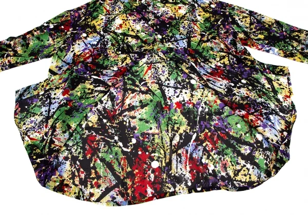 ドルチェ&ガッバーナDOLCE&GABBANA ポリスプラッシュプリントシャツ 黒マルチ40 K-108517_008