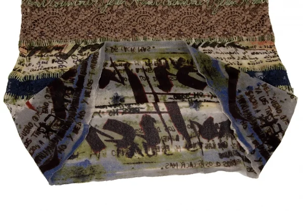 ジャンポールゴルチエ マイユJean Paul GAULTIER AILLE レース切替グラフィティプリントパワーネットトップス マルチM K-108527_011