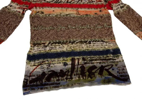 ジャンポールゴルチエ マイユJean Paul GAULTIER AILLE レース切替グラフィティプリントパワーネットトップス マルチM K-108527_008