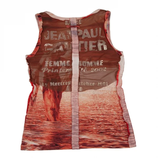ジャンポールゴルチエ ファムJean Paul GAULTIER FEMME ショルダーパット付きピンキングカットノースリーブ 茶他40 K-108531_013