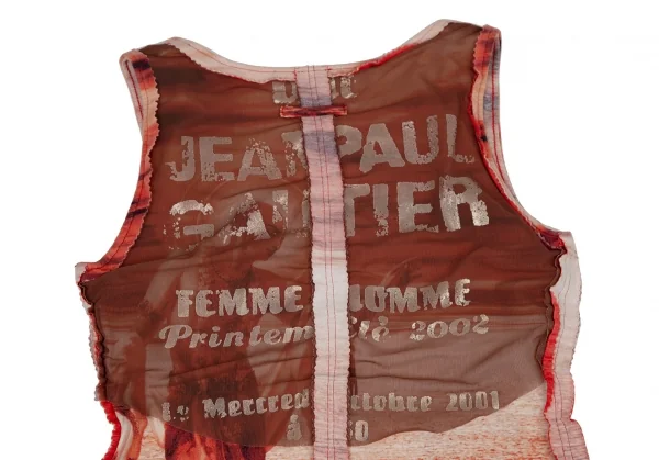 ジャンポールゴルチエ ファムJean Paul GAULTIER FEMME ショルダーパット付きピンキングカットノースリーブ 茶他40 K-108531_014