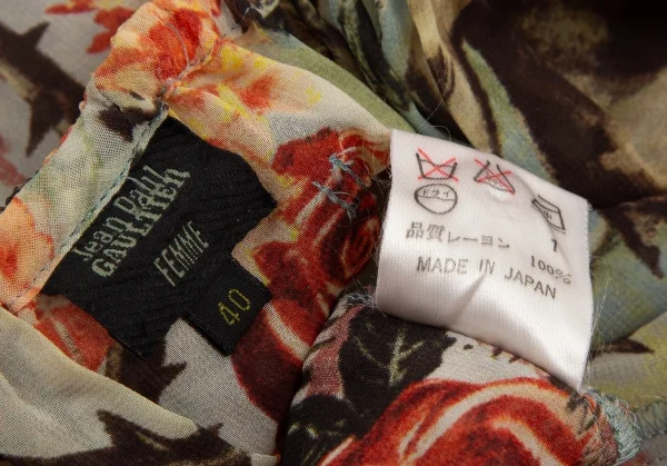 ジャンポールゴルチエ ファムJean Paul GAULTIER FEMME ローズグラフィックプリントチュニックブラウス マルチ40 K-108533_019
