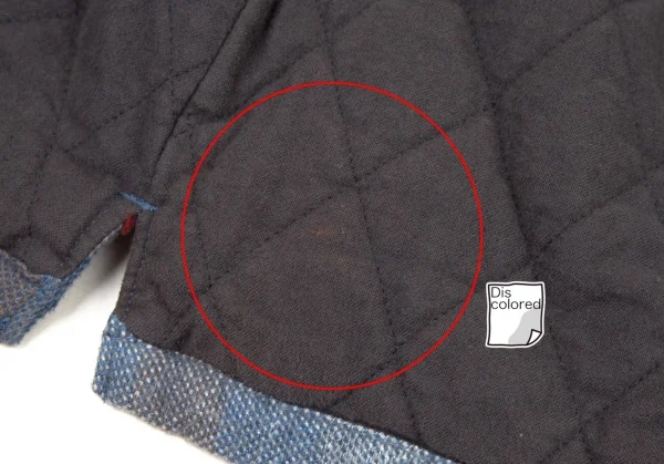 パパスPapas コットンワッペン裏キルティング中綿ブロックチェックシャツジャケット 青白ワインL K-108559_011