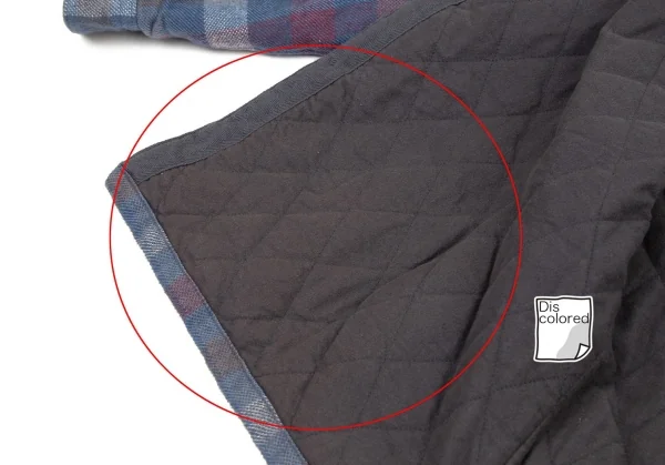 パパスPapas コットンワッペン裏キルティング中綿ブロックチェックシャツジャケット 青白ワインL K-108559_014