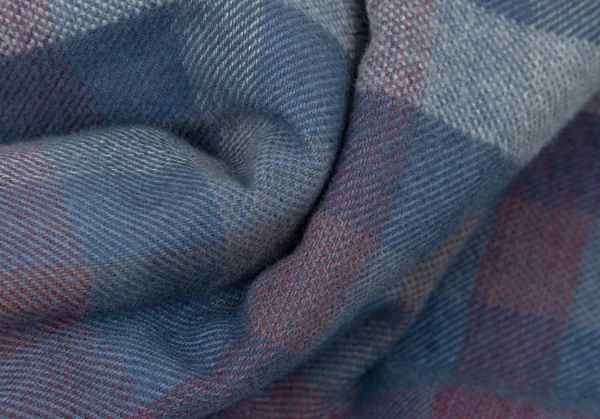 パパスPapas コットンワッペン裏キルティング中綿ブロックチェックシャツジャケット 青白ワインL K-108559_017