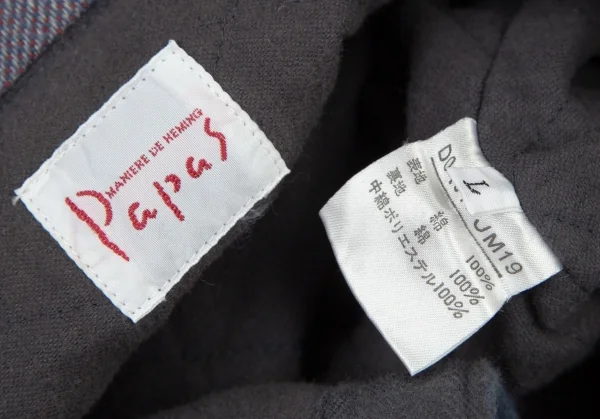 パパスPapas コットンワッペン裏キルティング中綿ブロックチェックシャツジャケット 青白ワインL K-108559_018