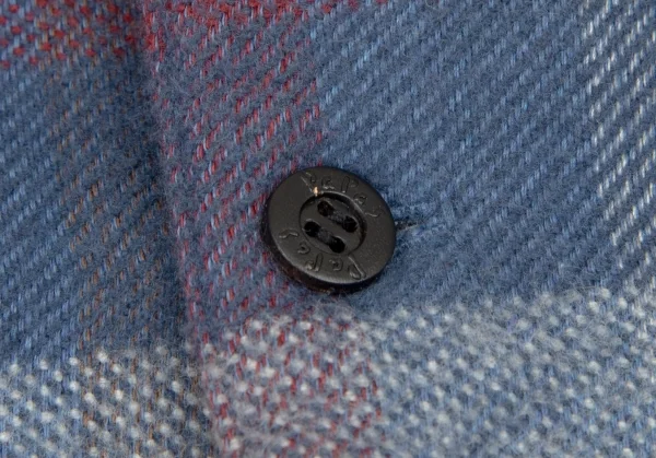 パパスPapas コットンワッペン裏キルティング中綿ブロックチェックシャツジャケット 青白ワインL K-108559_004